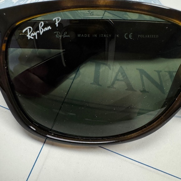 Ray-Ban POLARIZED RB 2132 New Wayfarer 58/18 Dark Tortoise Sunglasses ~Rare Size - Picture 5 of 11